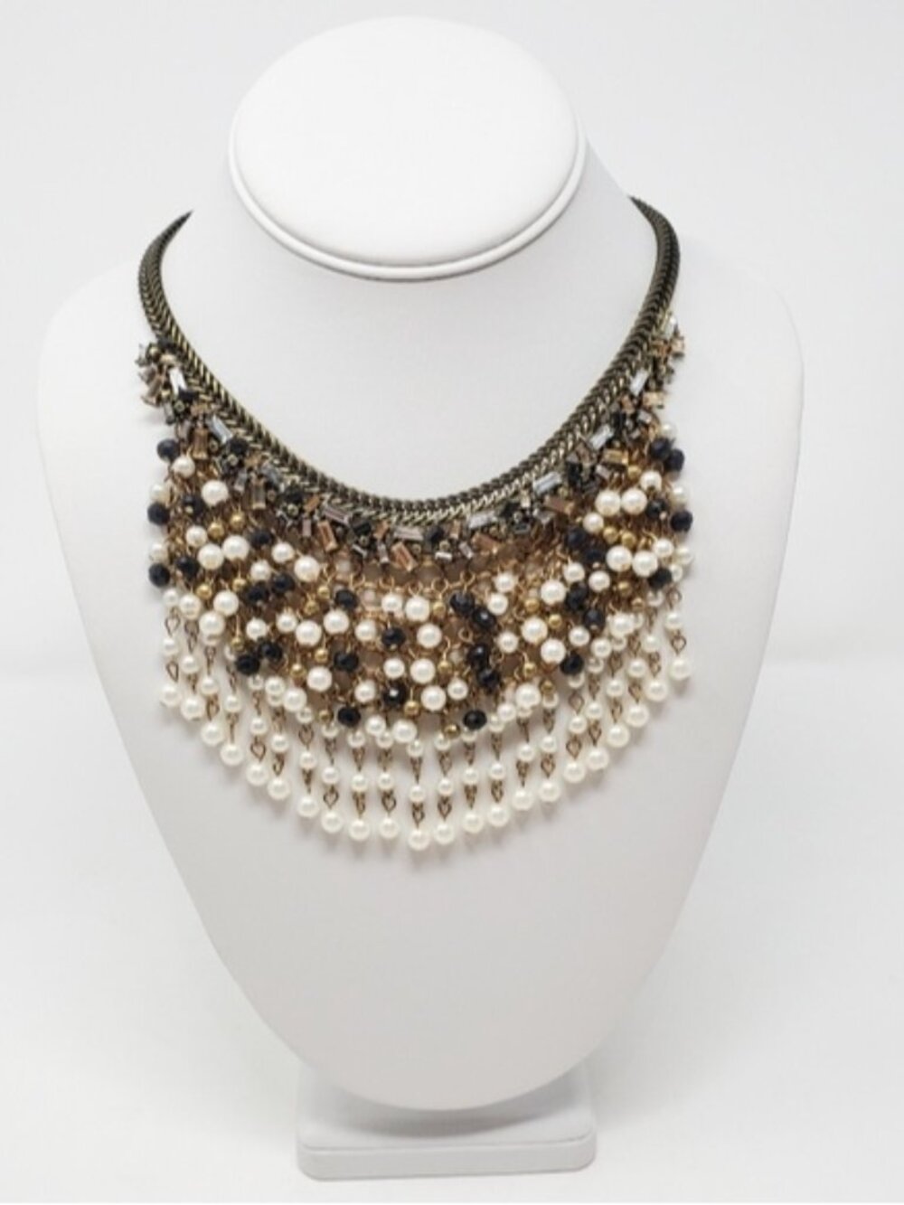Y2K Beaded and Faux Pearl Fringe Style Necklace